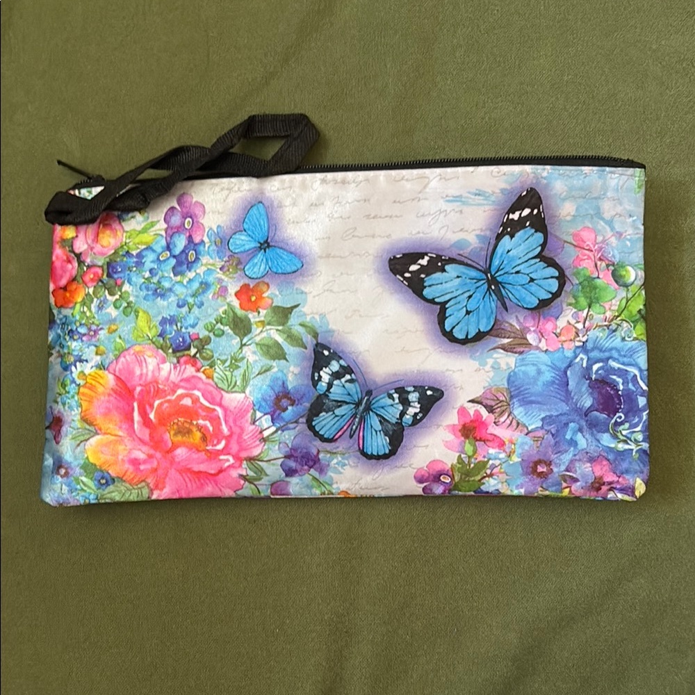 Floral and Butterfly Print Pouch